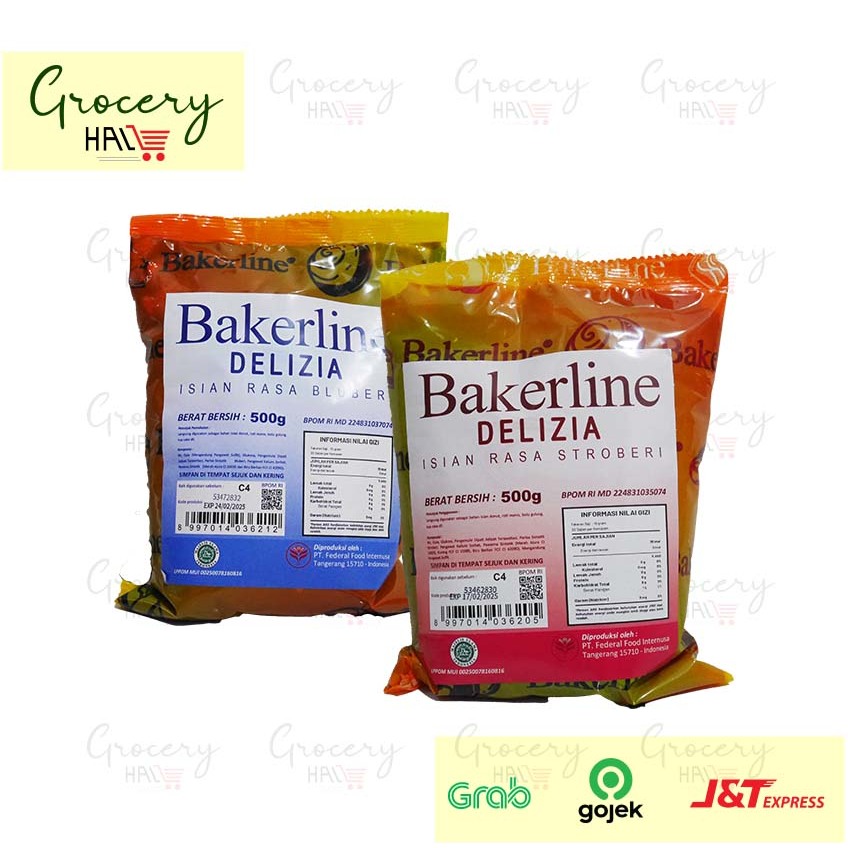 

BAKERLINE DELIZIA FRUIT FILLING 500 GRAM ( STRAWBERRY / BLUEBERRY )