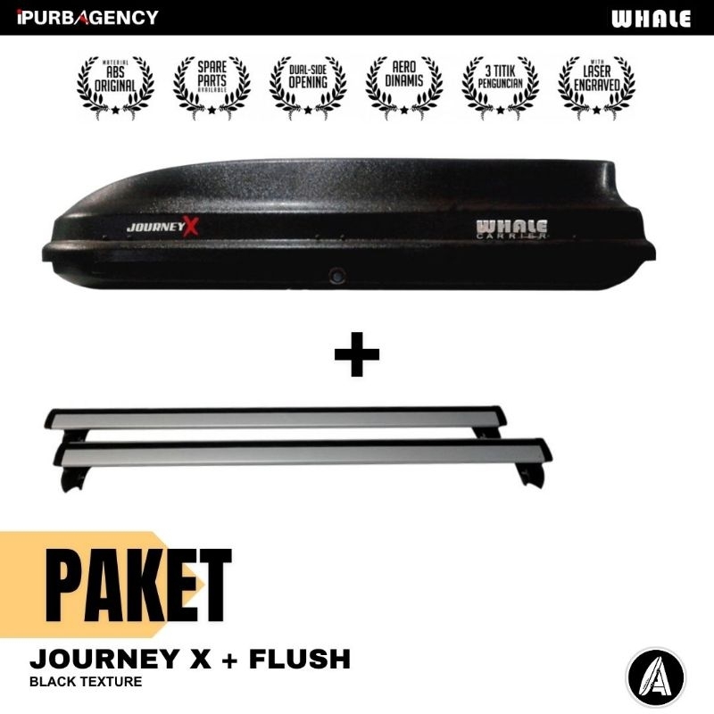 Paket Roof box Whale Journey X + Crossbar Flush: Universal