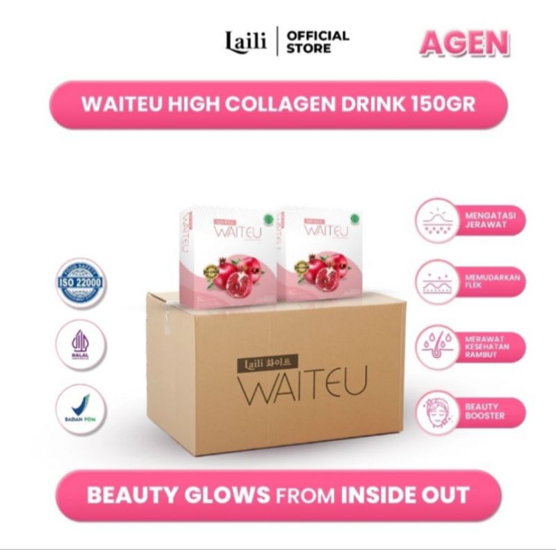 Laili Waiteu High Collagen Drink Paket Agen 100 Box Beauty Booster