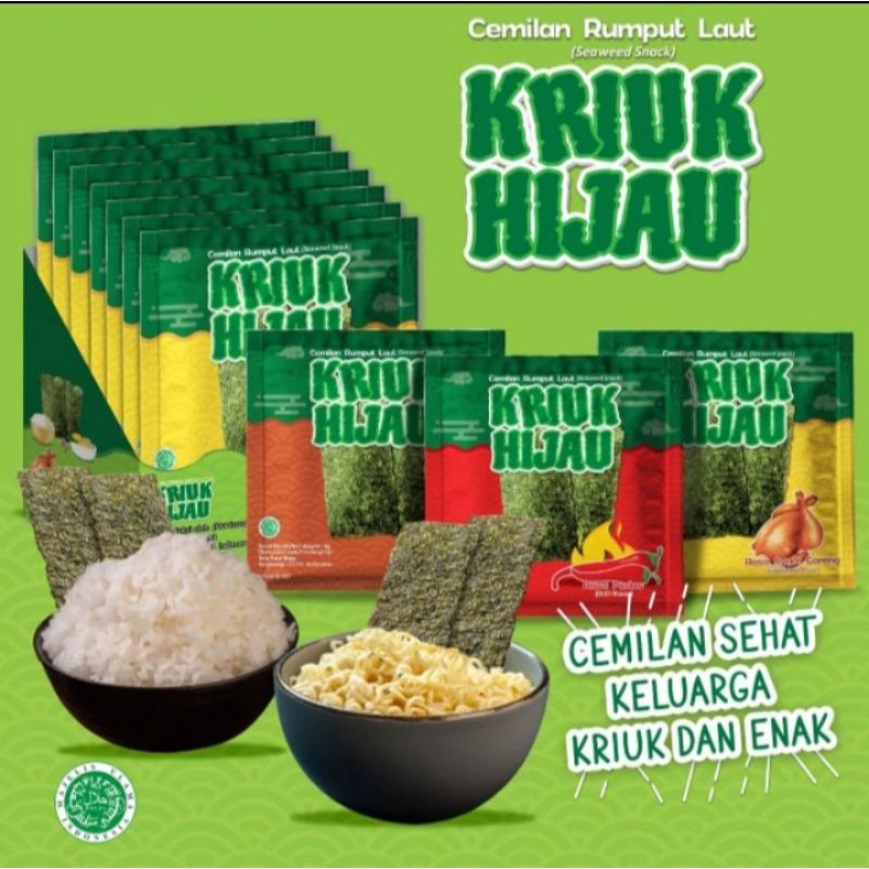 

Rumput Laut Kriuk Hijau 1Box 12 Pcs