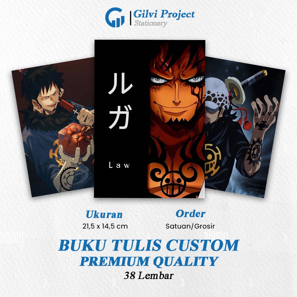 

Buku Tulis Law One Piece / Buku Tulis Sekolah / Buku Tulis Catatan Notes Agenda Planner Jurnal Notebook Anime