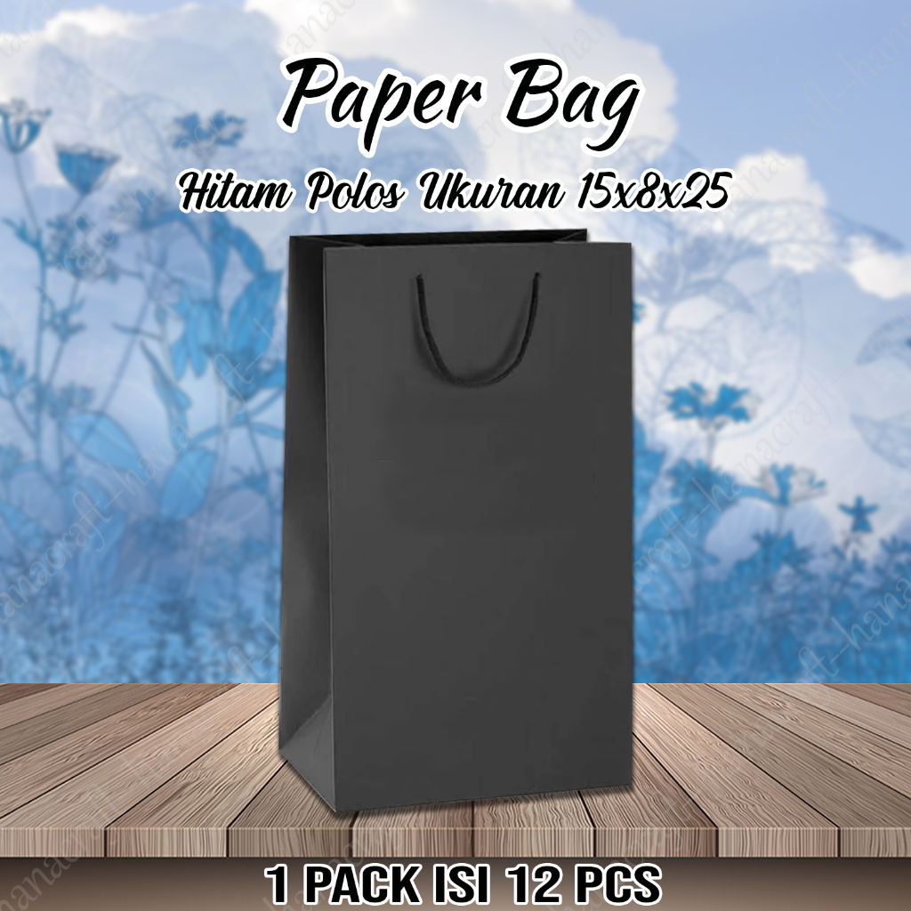 

Paper bag Wafer Hitam Polos 15x8x25 / Tas Kertas Polos / Tas Kado / Tas Asul-asul / Tas Hajatan / Bungkus Kado