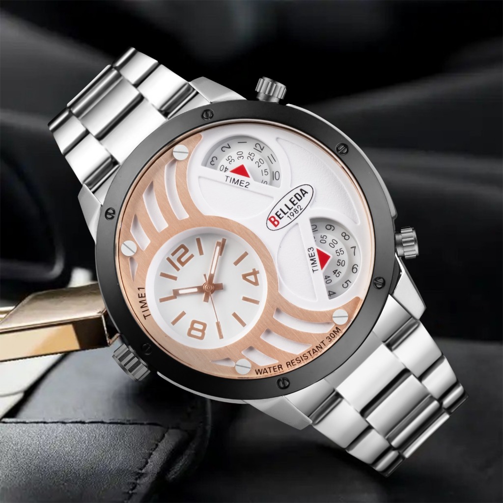 Belleda Jam Tangan Pria BL 9257 Triple mesin Anti Air 3Atm Classick Mode Original Watches