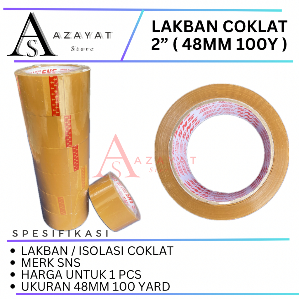 

Lakban / Isolasi Coklat 48mm 100yard 48 mm x 100 yard 2 inch Solatip