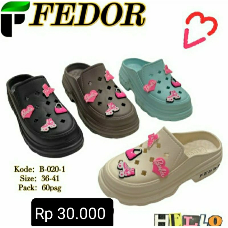 Sepatu Loafer Fedor Wanita Karet Hak
