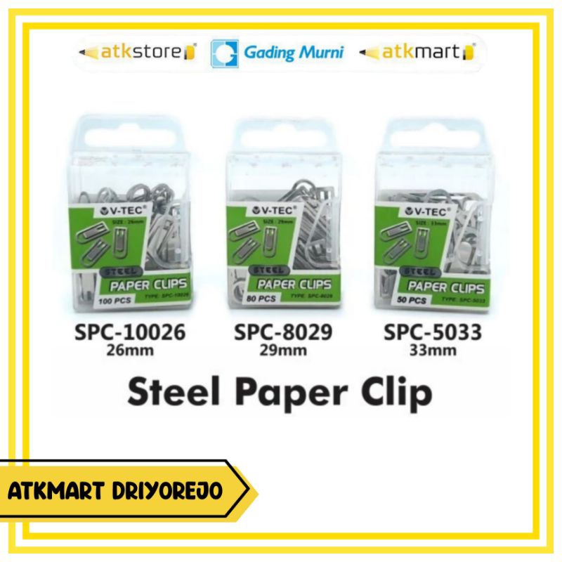 

V-TEC PAPER CLIP STAINLESS SPC-8029, SPC-5033, SPC-10026 - KLIP KERTAS