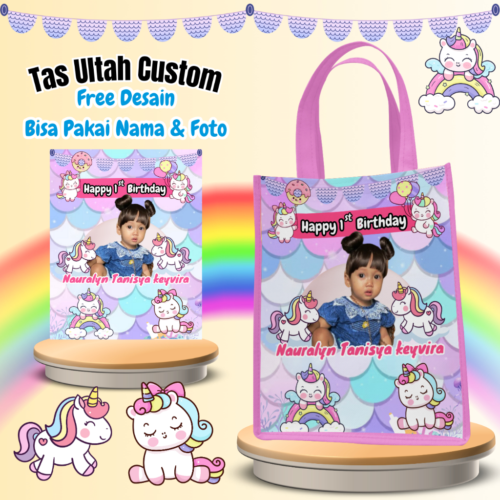 

30 Pcs Tas Ulang Tahun Anak Free Undangan Custom Foto Nama Goodie Bag