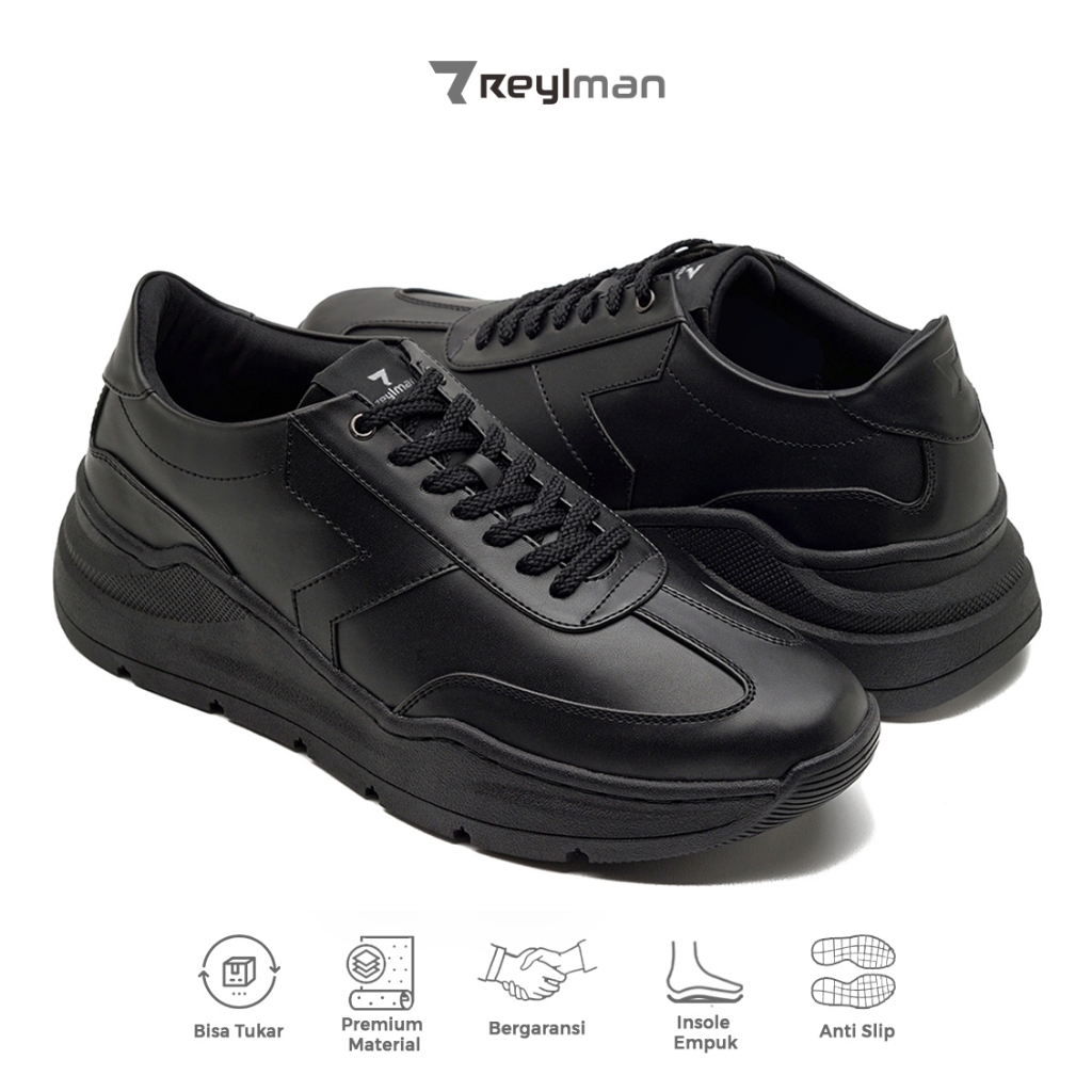 REYL MAN | EMOTION Full Black | Sepatu Sneakers Pria | Sneakers Kerja | Sepatu Kerja Pria | Sepatu R