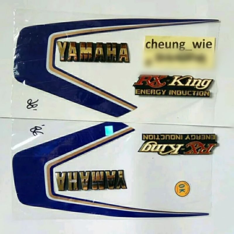 lis body/striping + Emblem Tangki Yamaha RX King cobra 1986 Hitam kw super