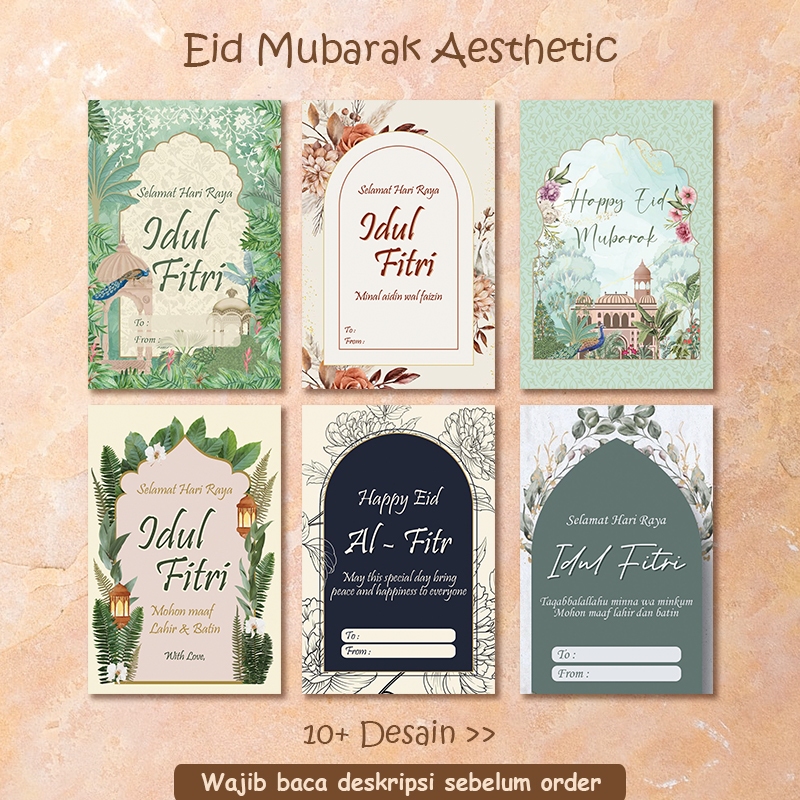 KARTU/STIKER/HANGTAG UCAPAN LEBARAN IDUL FITRI AESTHETIC FLORAL GREETING CARD