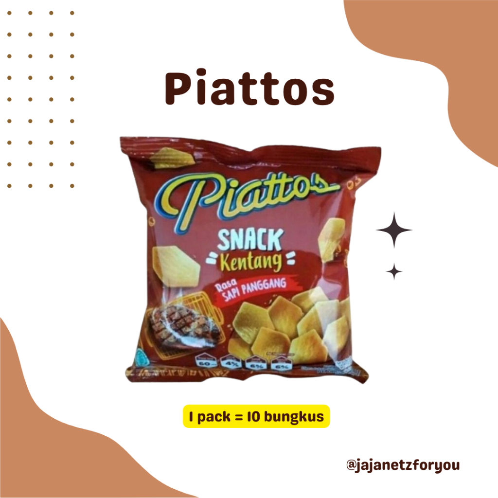 

Snack Piattos 1000an (1 pack/renceng = 10pcs x 20gr)