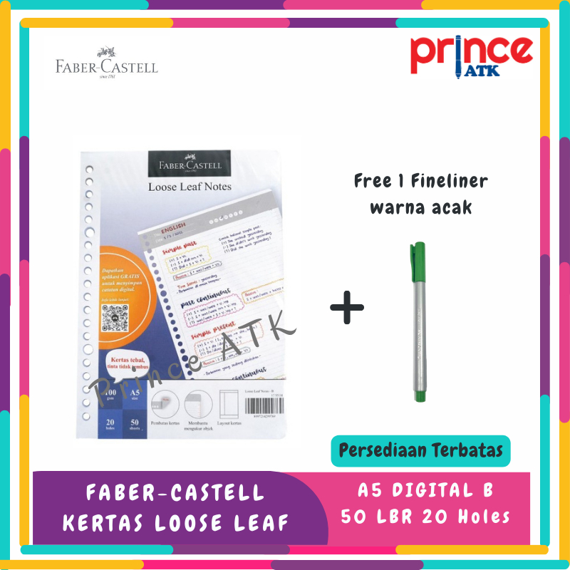 

FABER-CASTELL KERTAS LOOSE LEAF A5 DIGITAL ISI 50 LBR 20 HOLES