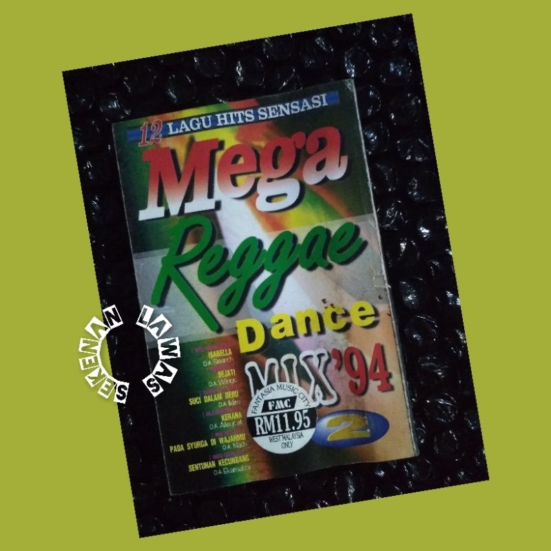 Kaset Mega Reggae Dance Mix Malaysia 94 /Cover Ada Noda & Sobek Kecil /Pita Bagus