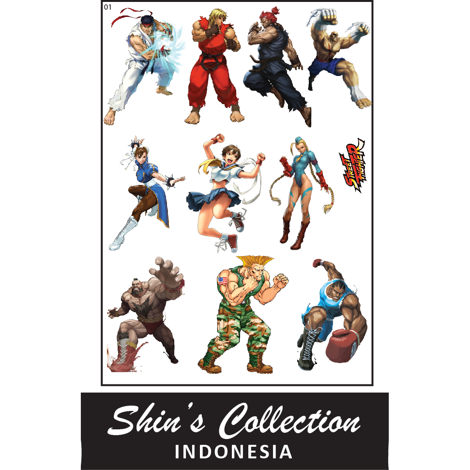 

Sticker stiker murah antiair transparan Street Figther 1 pc