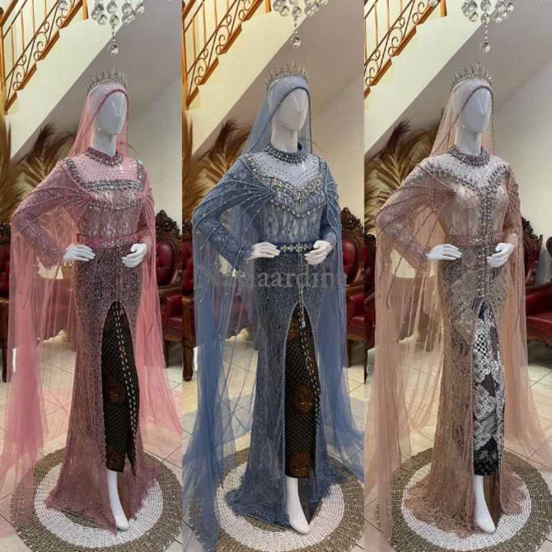 Kebaya Akad Pengantin Berekor warna putih / kebaya akad pengantin ekor payet / kebaya akhad penganti