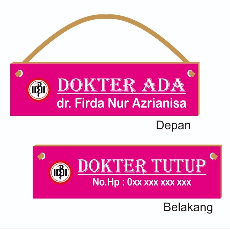 PAPAN PRAKTEK DOKTER ( custom Nama/ Tulisan )