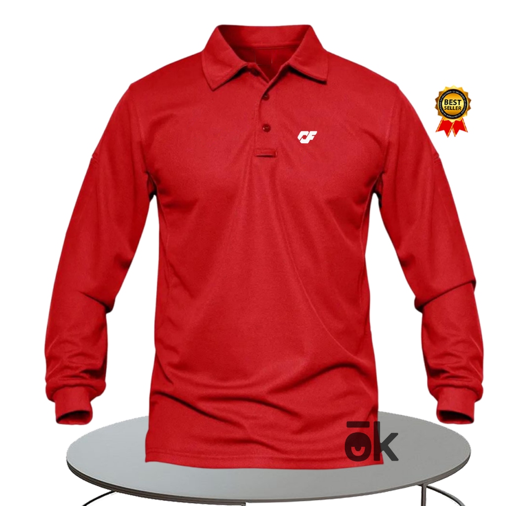 POLO Shirt KAOS POLO LENGAN PANJANG PRIA/WANITA POLO CF TEKS PUTIH //Kaos Kerah Polo Shirt Cotton CV