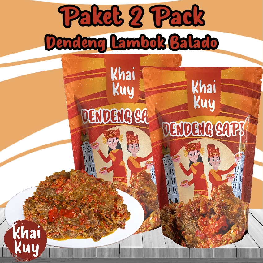 

Paket Hemat 2 Pack 150gr Dendeng Lambok Balado Khaikuy Kemasan Siap Saji