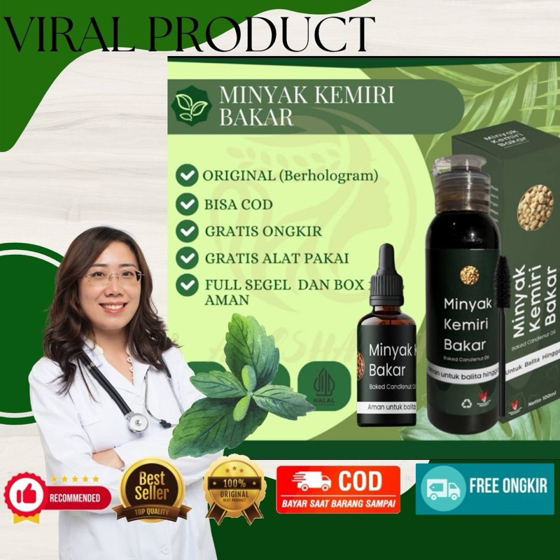 Minyak Kemiri Bakar - Penumbuh Rambut Jenggot Kumis Alis Jambang / Mencegah Uban / Viral TikTok / Pe