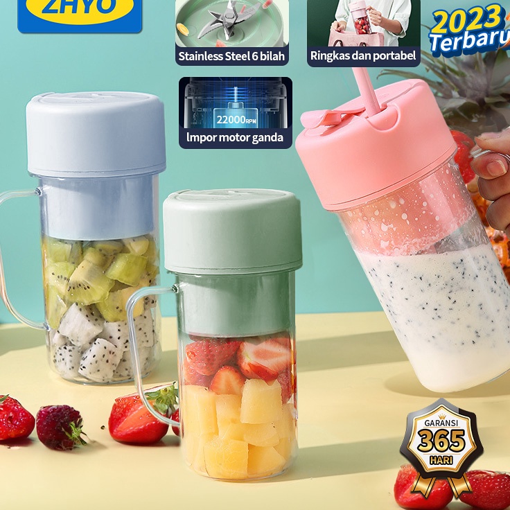 LcY ZHYO 223 NEW Cangkir jus jenis jerami 5ML blender mini buah dengan 6 bilah pengisian daya usb ju