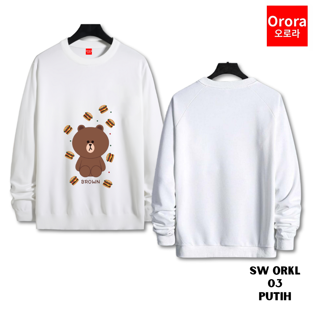 Orora Sweater Wanita Korea Cute Bear Cartoon - Baju Atasan Sablon High Quality Pria Wanita Ukuran S M L XL XXL XXXL keren Original SW ORKL 03