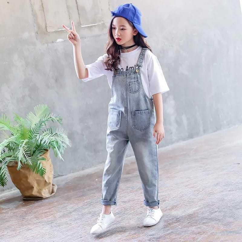Hikari Jumpsuit Setelan Anak Perempuan Set Overall Anak Korean Style Baju Kodok Usia 7-10 Tahun