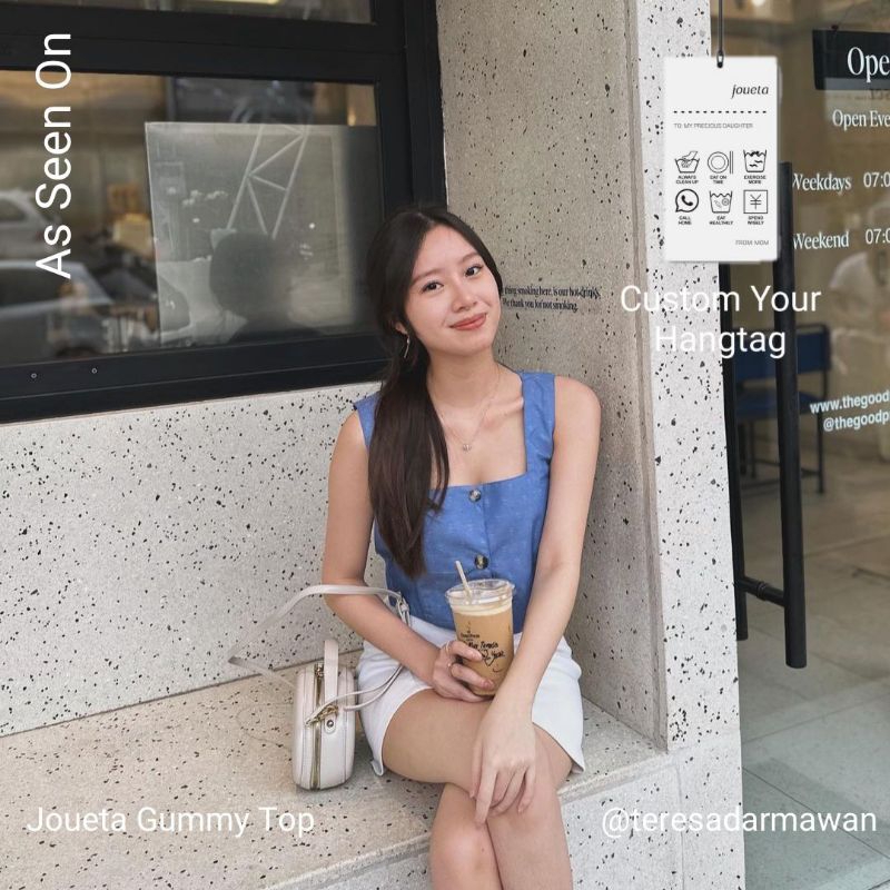 JOUETA | Gummy Top  & Gummy Skort | Pakaian Wanita Korean Style Bahan Katun Warna Biru