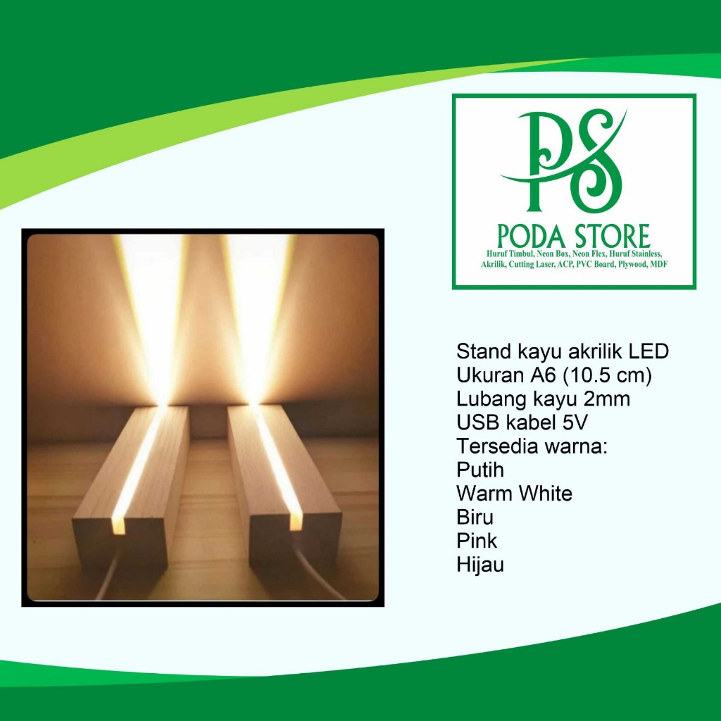 Stand kayu akrilik LED