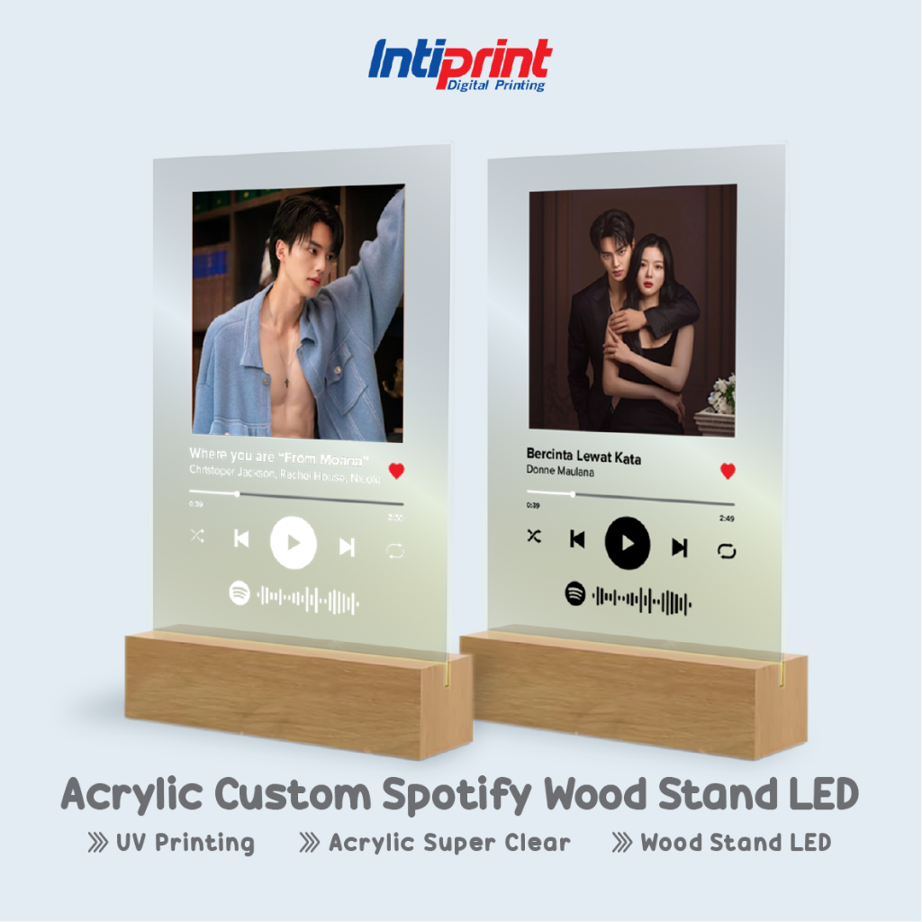 Custom Acrylic Spotify Art + Stand Kayu LED Premium / Akrilik Spotify / Spotify Custom