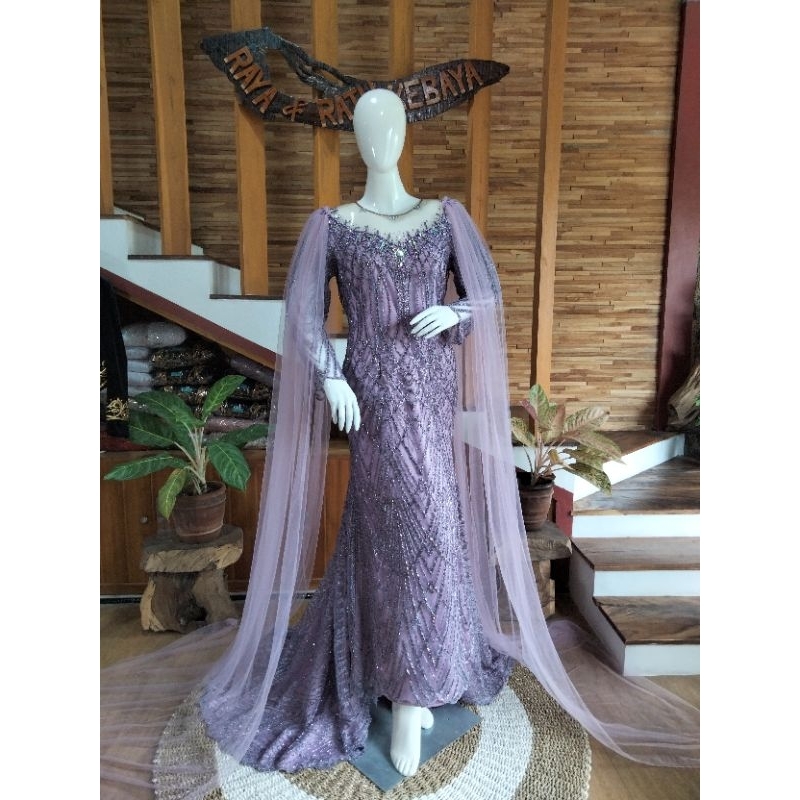 Gaun pengantin lilac / Gaun Taro