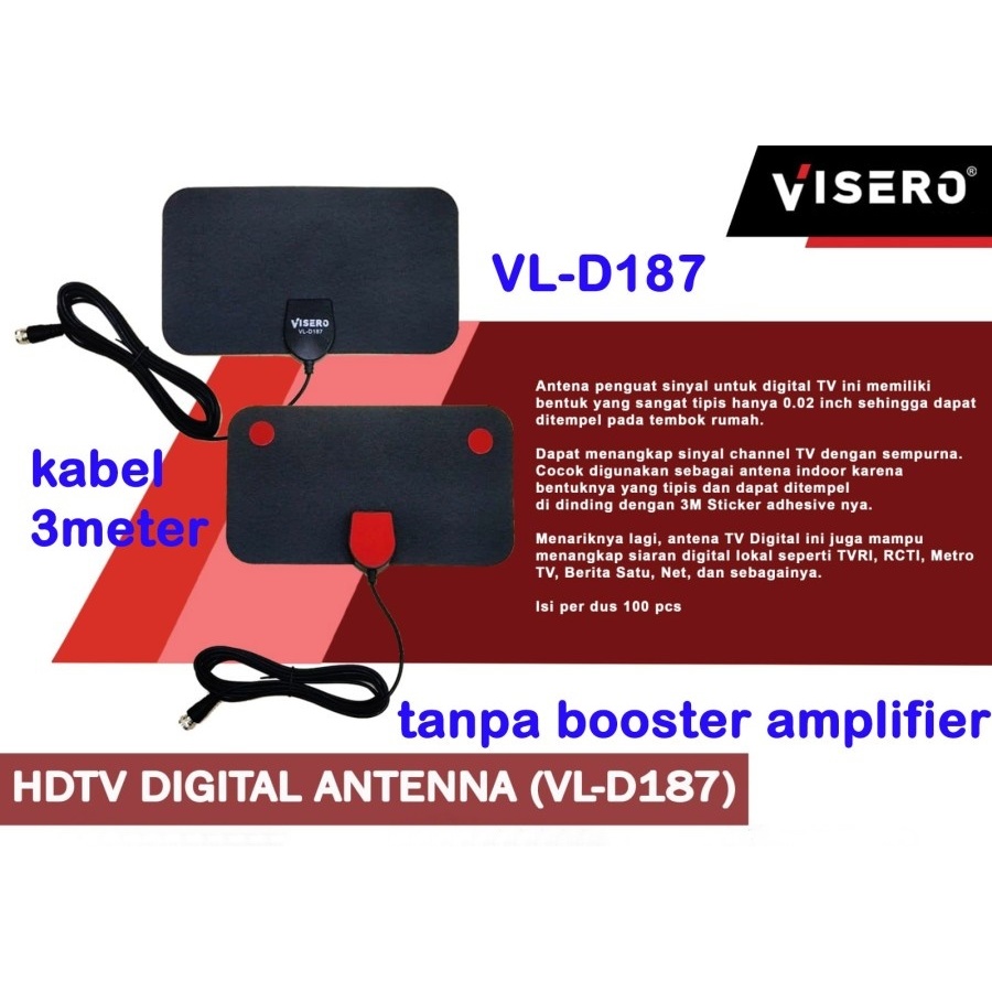 VISERO VL-D187 ANTENA TV DIGITAL dalam INDOOR DVB-T2 4K