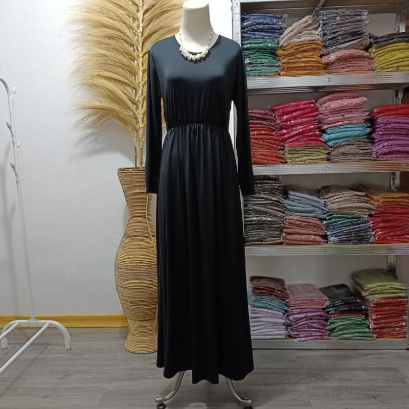 gamis kaos polos lengan panjang / gamis jersey polos