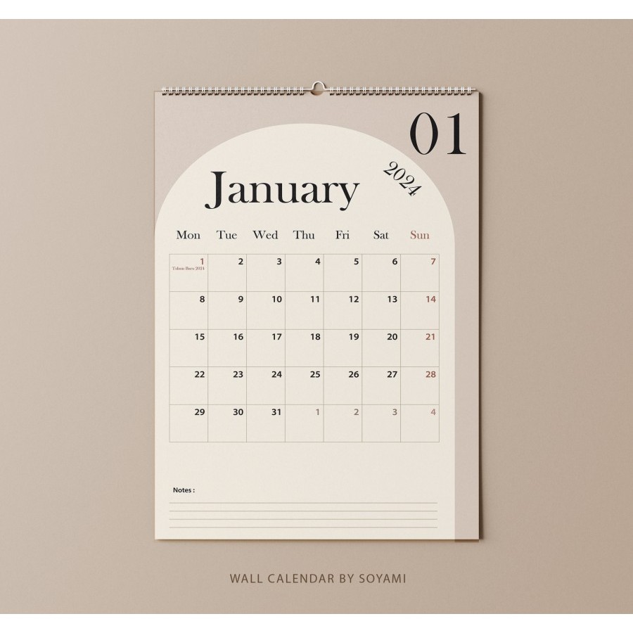 

READY STOK] Kalender Dinding A3 Oval Brown Aesthetic Premium Quality Spiral