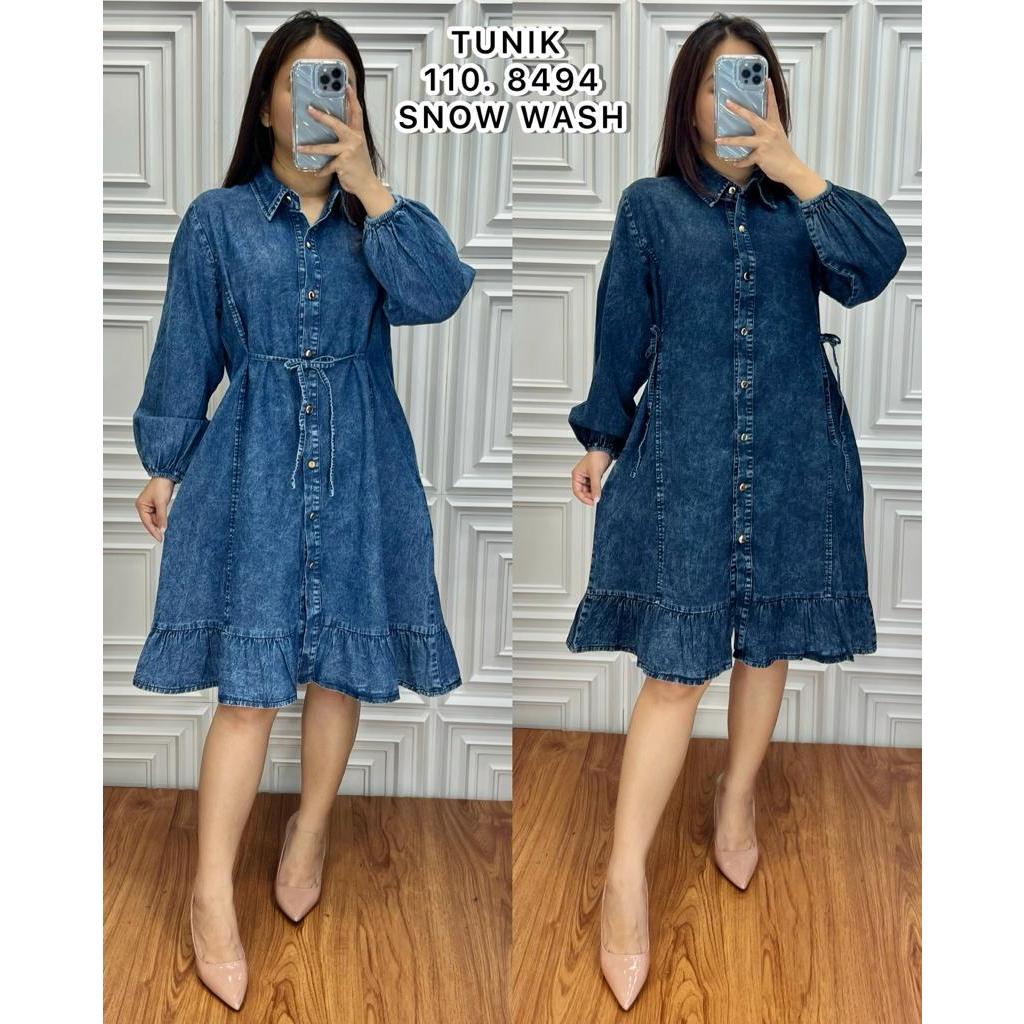 Tavia Tunik Dress Wanita Bahan Jeans LD 110