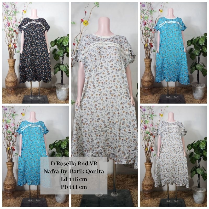 (LD 116 CM) Daster Qonita Batik Pekalongan Daster Rosella Renda