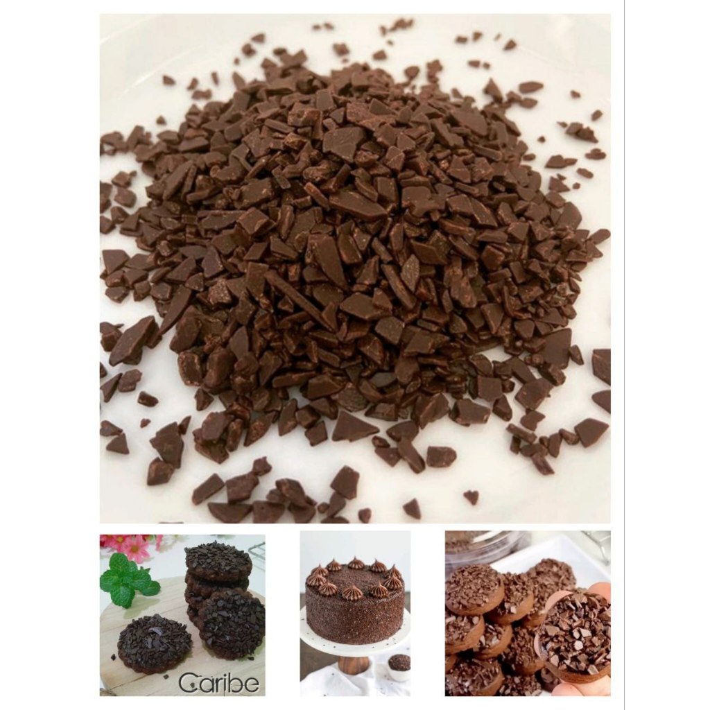 

Caribe choco dark flake coklat tabur topping minuman topping cake caribe mengkilap