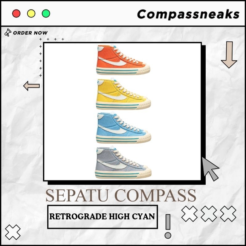 [ORIGINAL] COMPASS RETROGRADE HIGH CYAN ORANGE/YELLOW/BABY BLUE/GREY