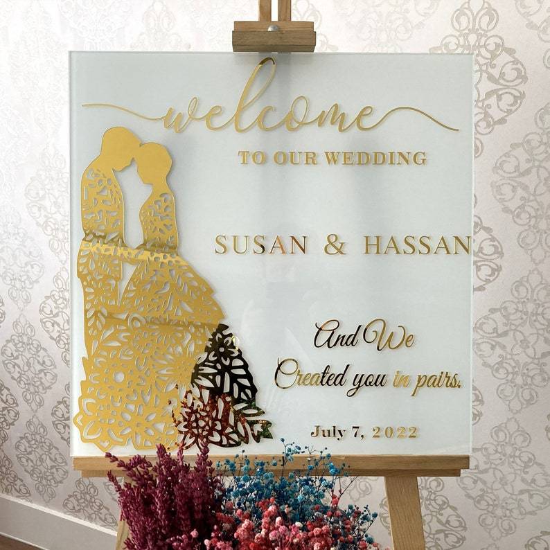 welcome Sign Acrylic Wedding / Dekorasi Lamaran