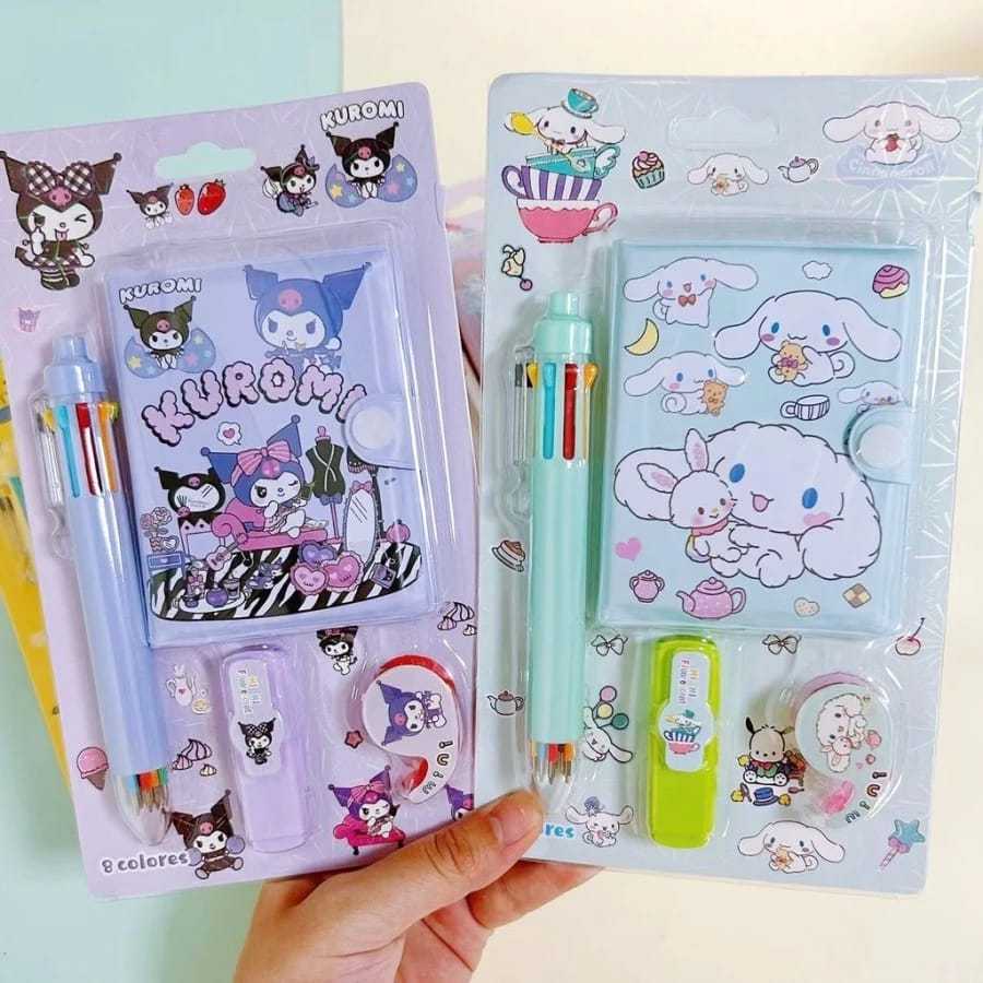 

Ay00! Alat Tulis Anak Set 4 in 1 - Motif Kuromi Sanrio Lucu