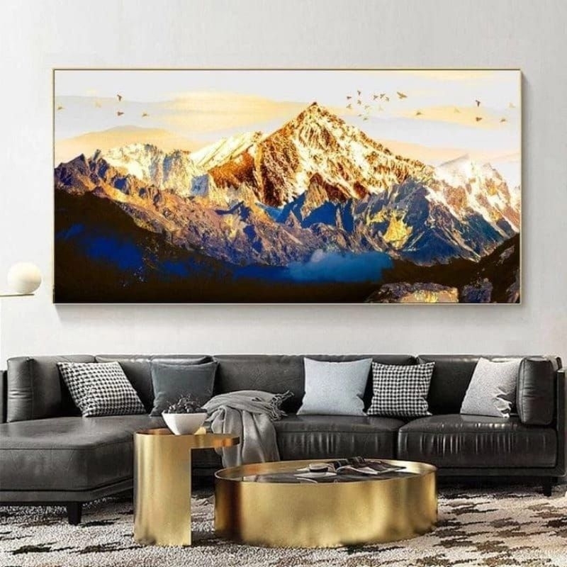 Lukisan dinding gunung ukuran 50x80 cm lukisan modern minimalis hiasan dinding kamar ruang tamu free
