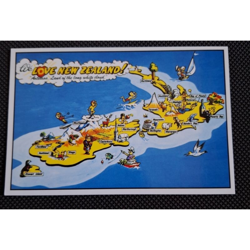 

kartu pos peta selandia baru/new zealand map postcard