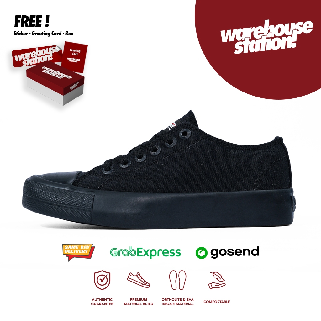 SABA Vintage ALL Black - Sepatu Sneakers Casual Pria Wanita