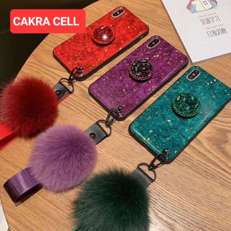 Case Marble Tali Bulu Popsocket XIAOMI REDMI 9C Mi Max 3 Casing Silikon Hardcase