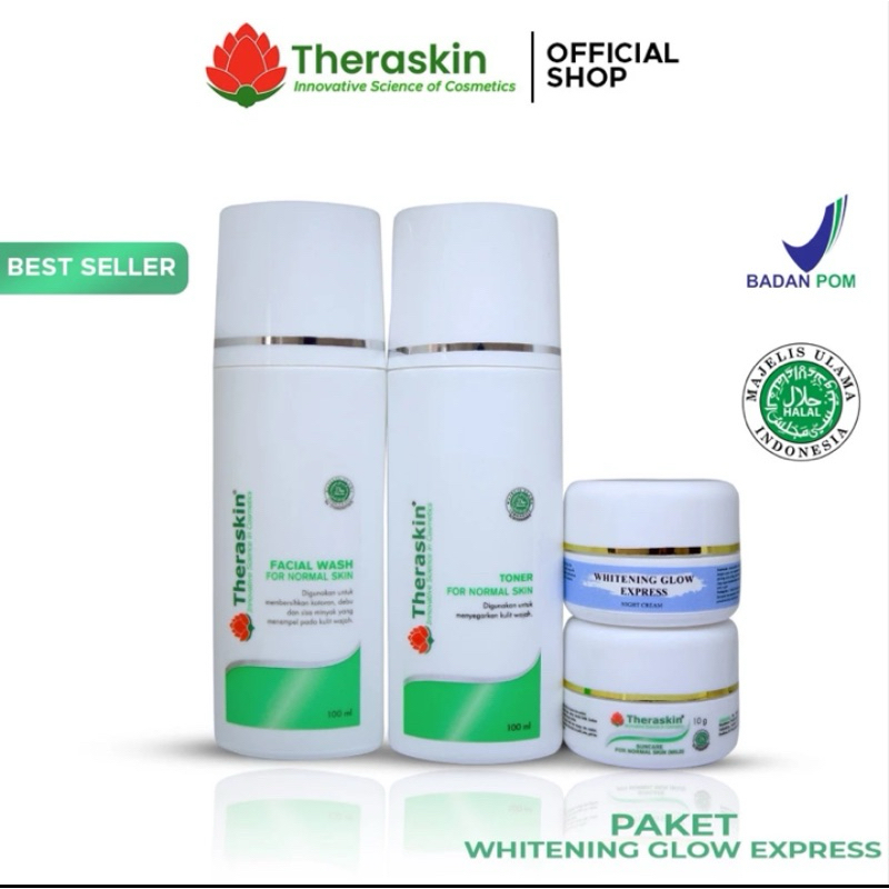 THERASKIN PAKET WHITENING GLOW EXPRESS | PAKET GLOWING AMPUH