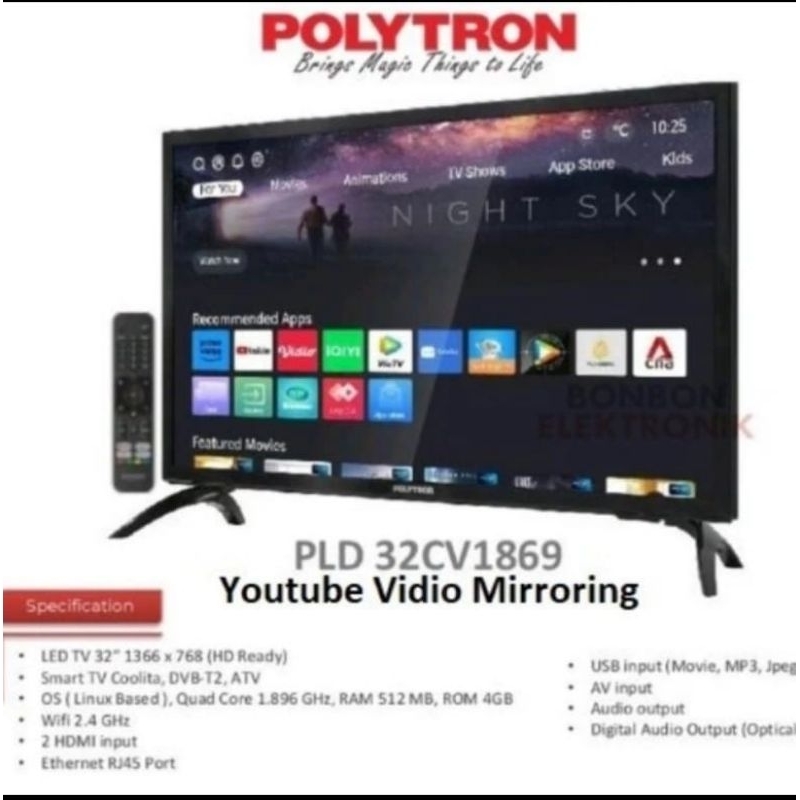 SMART TV LED 32CV1869 SMART TV LED POLYTRON 32 inch Bandung
