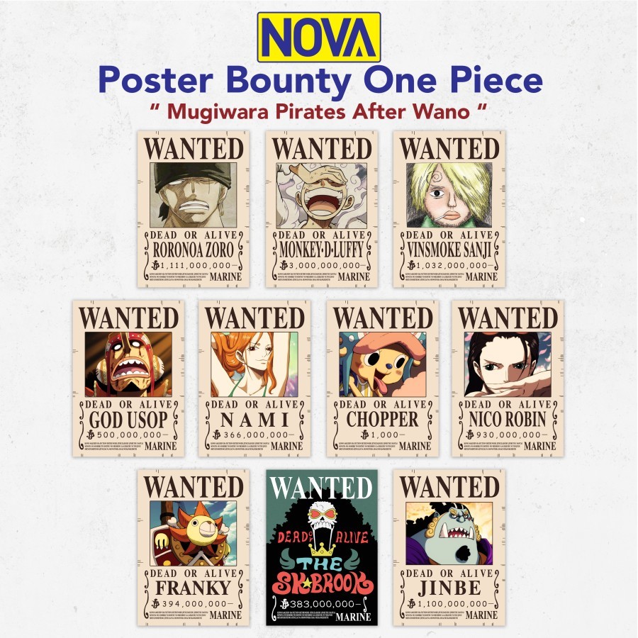 Poster Bounty Mugiwara Crew Anime One Piece MIN ORDER KELIPATAN 10PCS / Bounty One Piece After Wano 