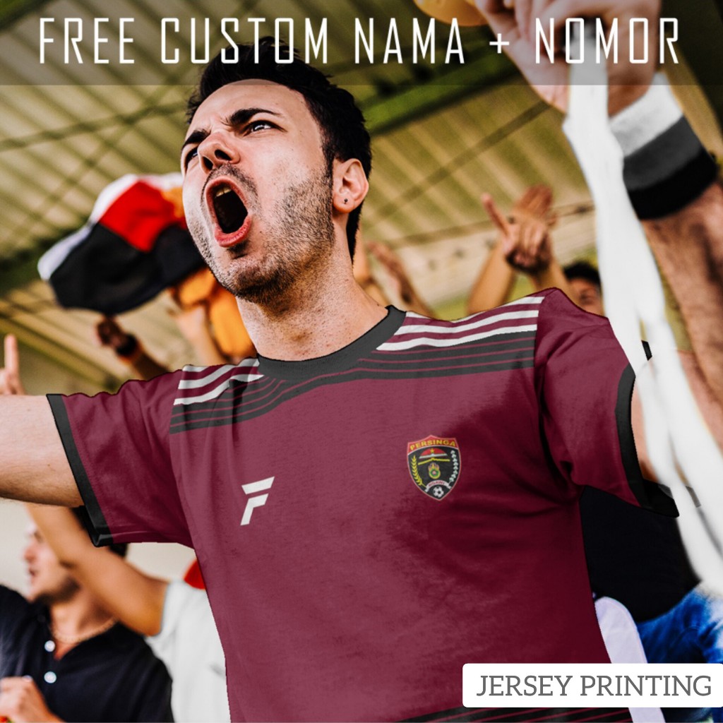 Kaos Bola Jersey Persinga Ngawi Klub Strip Garis Baju Custom Nama dan Nomor Punggung - 468
