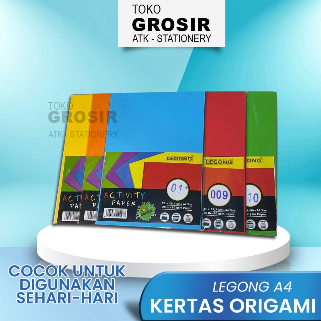 

Kertas HVS Warna A4, Kertas Origami Double Side, Kertas Lipat Warna Merk Legong