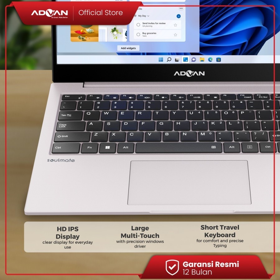 ADVAN Soulmate Laptop 14 Intel N4020 4GB 128GB 256GB Garansi Resmi