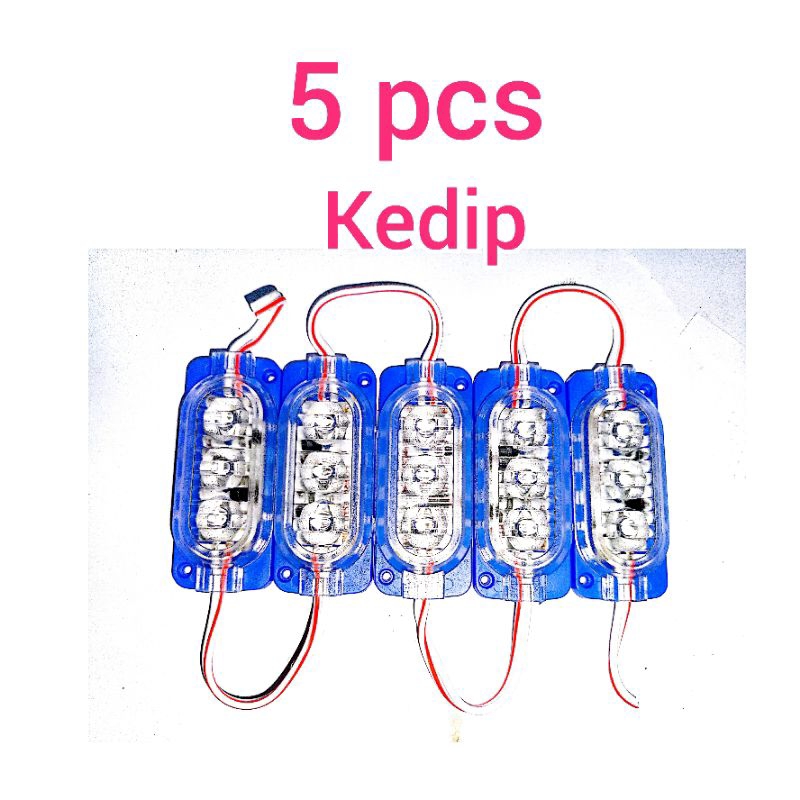Lampu LED ultrasonic 3 mata kedip otomatis LED kedip 12 volt 24 volt lampu 3 mata isi 5 pcs